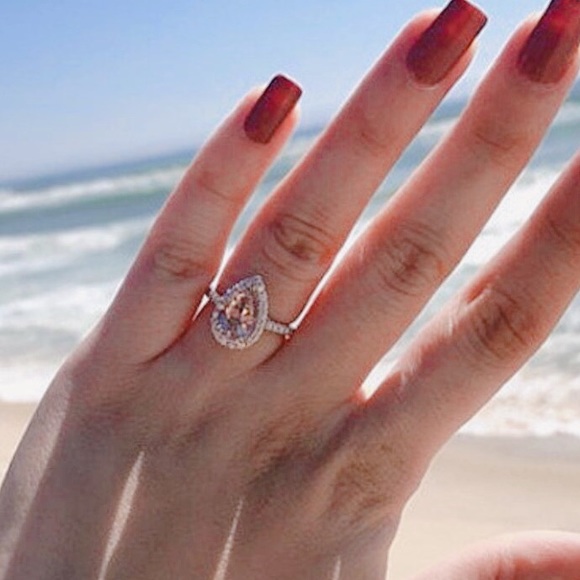 18K Rose Gold Filled Pear Shape Morganite Ring - Picture 6 of 8